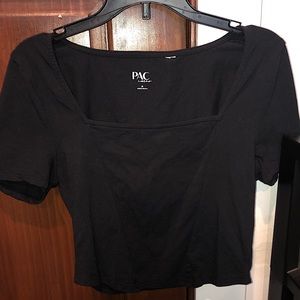 Black corset inspired Pacsun shirt with square neck | size: M | Crop top